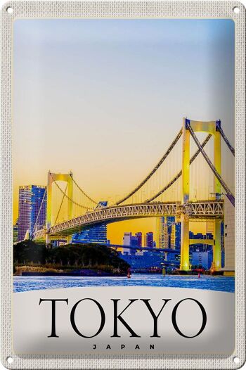 Panneau de voyage en étain, 20x30cm, pont de Tokyo, asie et japon, panneau de grande hauteur 1