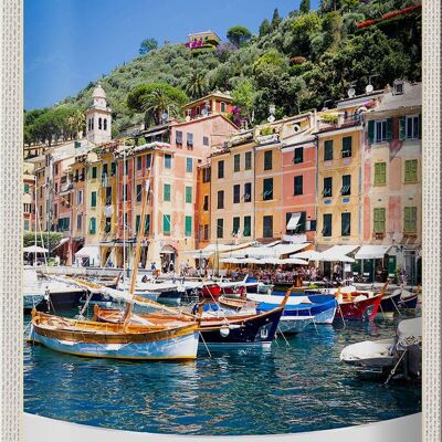 Targa in metallo da viaggio 20x30 cm Portofino Italia Riviera Mare