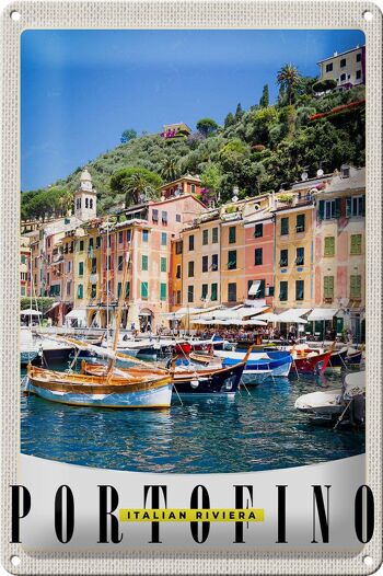 Signe en étain voyage 20x30cm Portofino Italie Riviera Mer 1