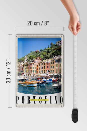 Signe en étain voyage 20x30cm Portofino Italie Riviera Mer 4