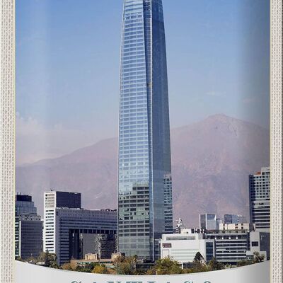 Blechschild Reise 20x30cm Santiago de Chile Amerika Hochhaus