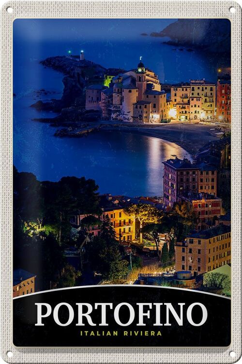 Blechschild Reise 20x30cm Portofino Italien Riviera Abend