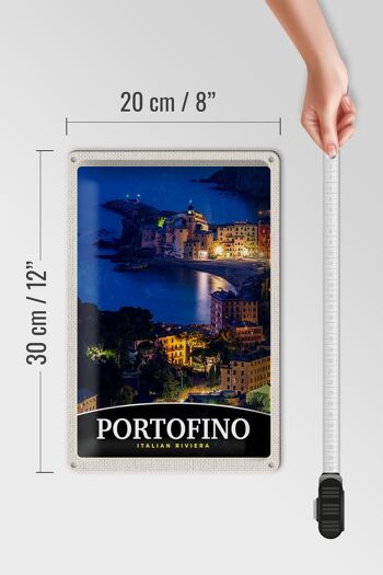 Panneau en étain voyage 20x30cm, Portofino italie Riviera soirée 4