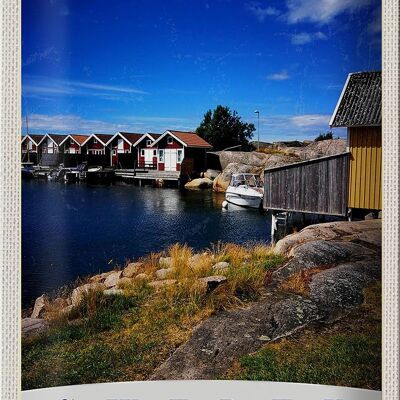Cartel de chapa viaje 20x30cm Suecia casas de mar barcos