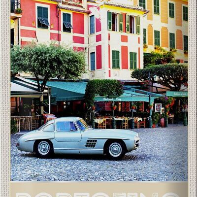 Cartel de chapa de viaje 20x30cm Portofino Italia Riviera casco antiguo