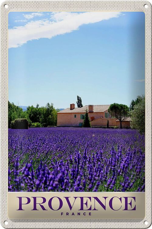 Blechschild Reise 20x30cm Provence Frankreich Natur Haus lila