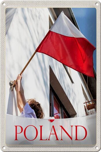 Panneau de voyage en étain, 20x30cm, drapeau de la pologne et de l'europe, maison de vacances 1