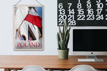 Panneau de voyage en étain, 20x30cm, drapeau de la pologne et de l'europe, maison de vacances 3