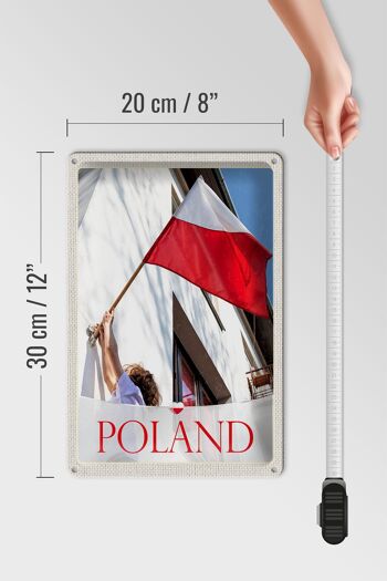 Panneau de voyage en étain, 20x30cm, drapeau de la pologne et de l'europe, maison de vacances 4