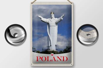Panneau en étain voyage 20x30cm Pologne Europe sculpture blanche vacances 2