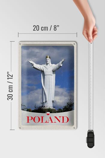 Panneau en étain voyage 20x30cm Pologne Europe sculpture blanche vacances 4
