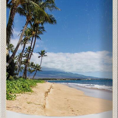 Cartel de chapa de viaje, 20x30cm, Maui, Hawaii, isla, playa, olas