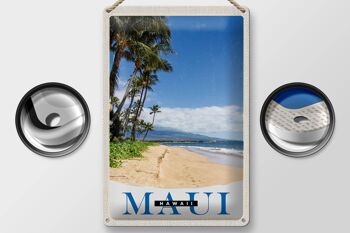 Signe en étain voyage 20x30cm, vagues de plage de l'île Maui Hawaii 2