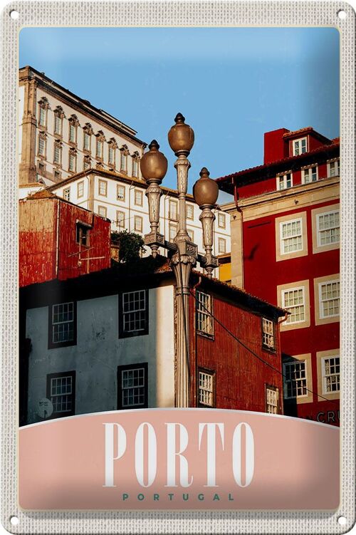 Blechschild Reise 20x30cm Porto Portugal Europa Stadt Haus