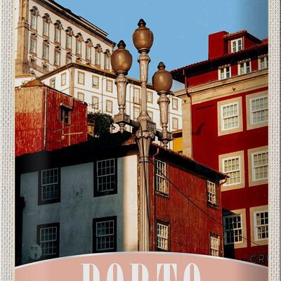 Cartel de chapa de viaje, 20x30cm, Oporto, Portugal, Europa, casa de la ciudad