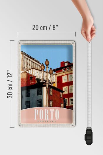 Panneau en étain voyage 20x30cm, Porto Portugal Europe maison de ville 4
