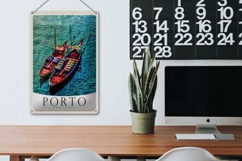 Signe en étain voyage 20x30cm Porto Portugal Europe bateaux mer 3