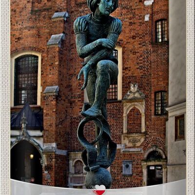Cartel de chapa de viaje, 20x30cm, Polonia, Europa, escultura, casco antiguo