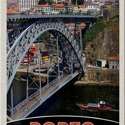 Blechschild Reise 20x30cm Porto Portugal Europa Brücke