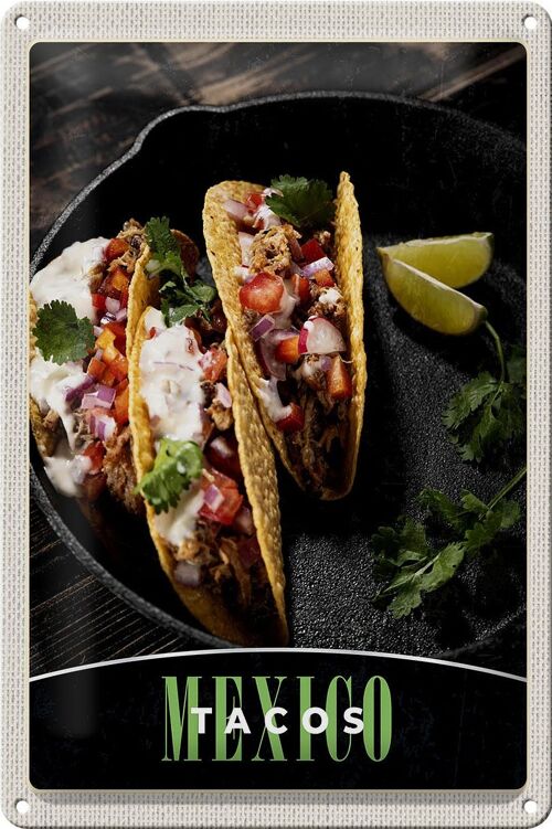 Blechschild Reise 20x30cm Mexiko USA Amerika Tacos Gerichte