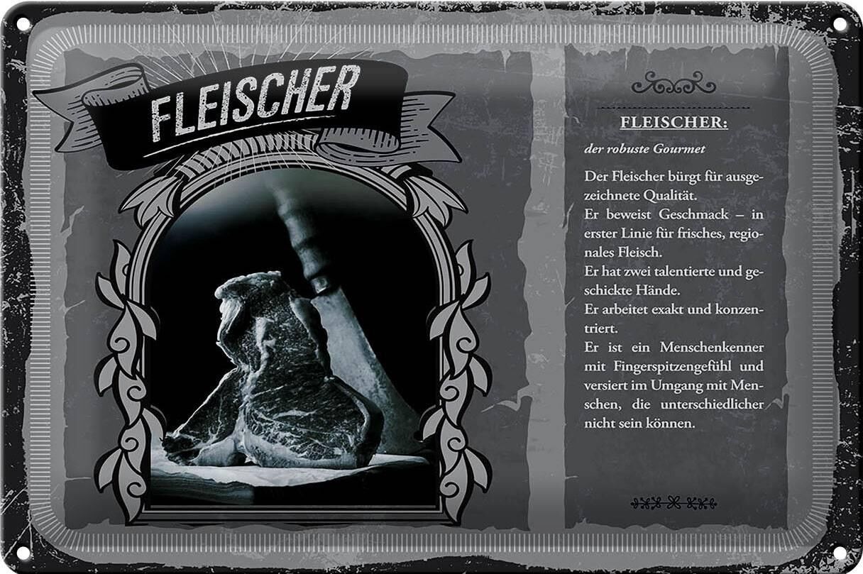 Targa in metallo professioni 30x20 cm macellaio robusta qualità gourmet