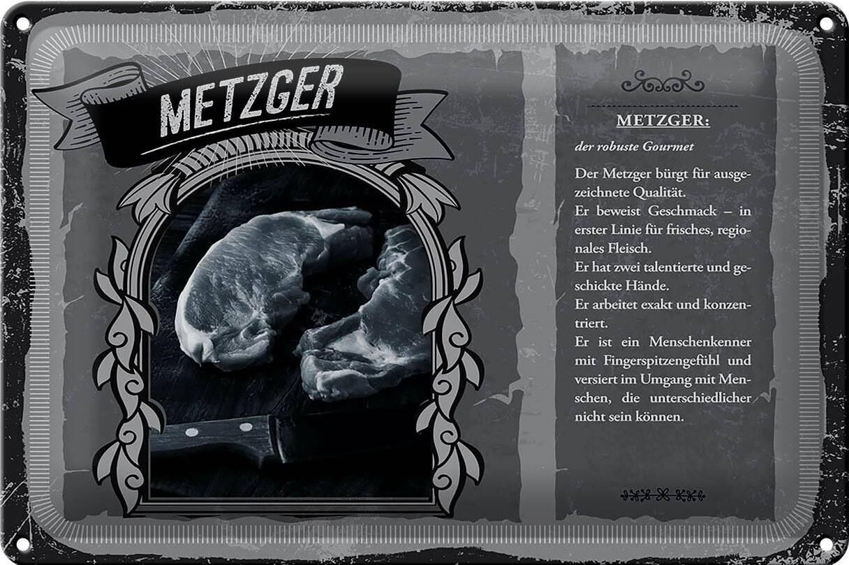 Targa in metallo professioni 30x20 cm macellaio robusta qualità gourmet