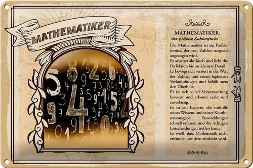 Blechschild Berufe 30x20cm Mathematiker präziser Zahlenfuchs