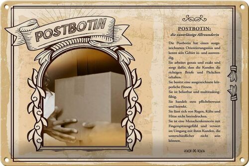 Blechschild Berufe 30x20cm Postbotin Orientierungssinn Gebiet