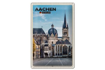 Signe en étain villes Aix-la-Chapelle Allemagne architecture cathédrale 20x30cm 1