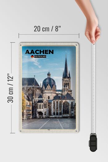 Signe en étain villes Aix-la-Chapelle Allemagne architecture cathédrale 20x30cm 4