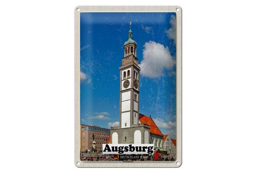 Blechschild Städte Augsburg Deutschland Perlachturm 20x30cm