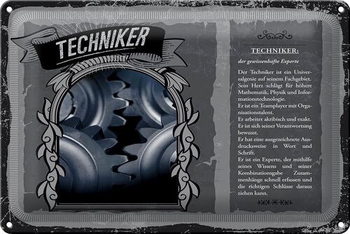 Blechschild Berufe Techniker Herz schlägt für Mathe 30x20cm