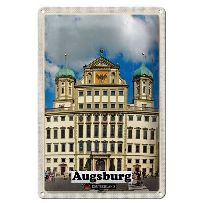 Cartel de chapa ciudades Arquitectura del ayuntamiento de Augsburgo 20x30cm