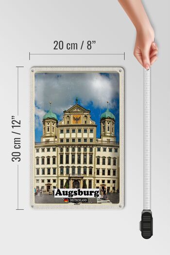 Plaque en tôle Villes Augsbourg Mairie Architecture 20x30cm 4