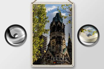 Panneau en étain villes Berlin, église commémorative, allemagne, 20x30cm 2