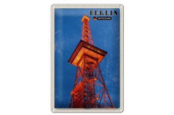 Plaque en tôle villes Berlin tour radio Allemagne 20x30cm 1