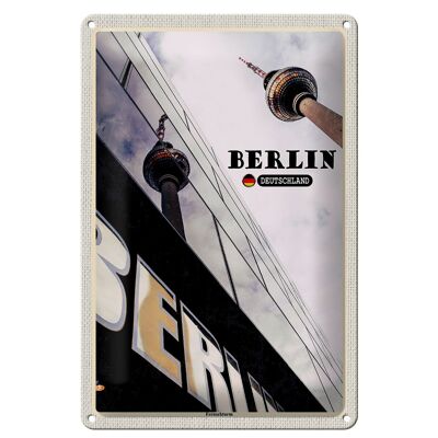 Cartel de chapa ciudades Torre de televisión de Berlín Alemania 20x30cm