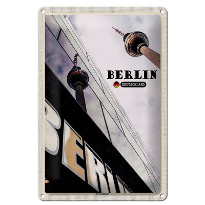 Metal sign cities Berlin TV tower Germany 20x30cm