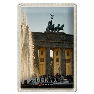 Plaque en tôle villes Berlin, porte de Brandebourg, architecture 20x30cm