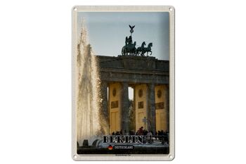 Plaque en tôle villes Berlin, porte de Brandebourg, architecture 20x30cm 1