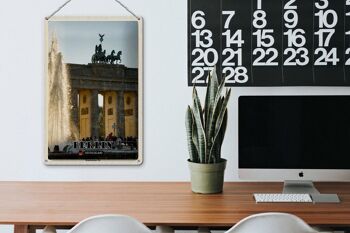 Plaque en tôle villes Berlin, porte de Brandebourg, architecture 20x30cm 3