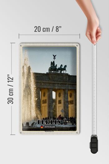 Plaque en tôle villes Berlin, porte de Brandebourg, architecture 20x30cm 4