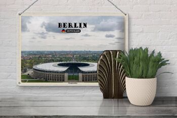 Plaque en étain Villes Berlin Stade Olympique Allemagne 30x20cm 3