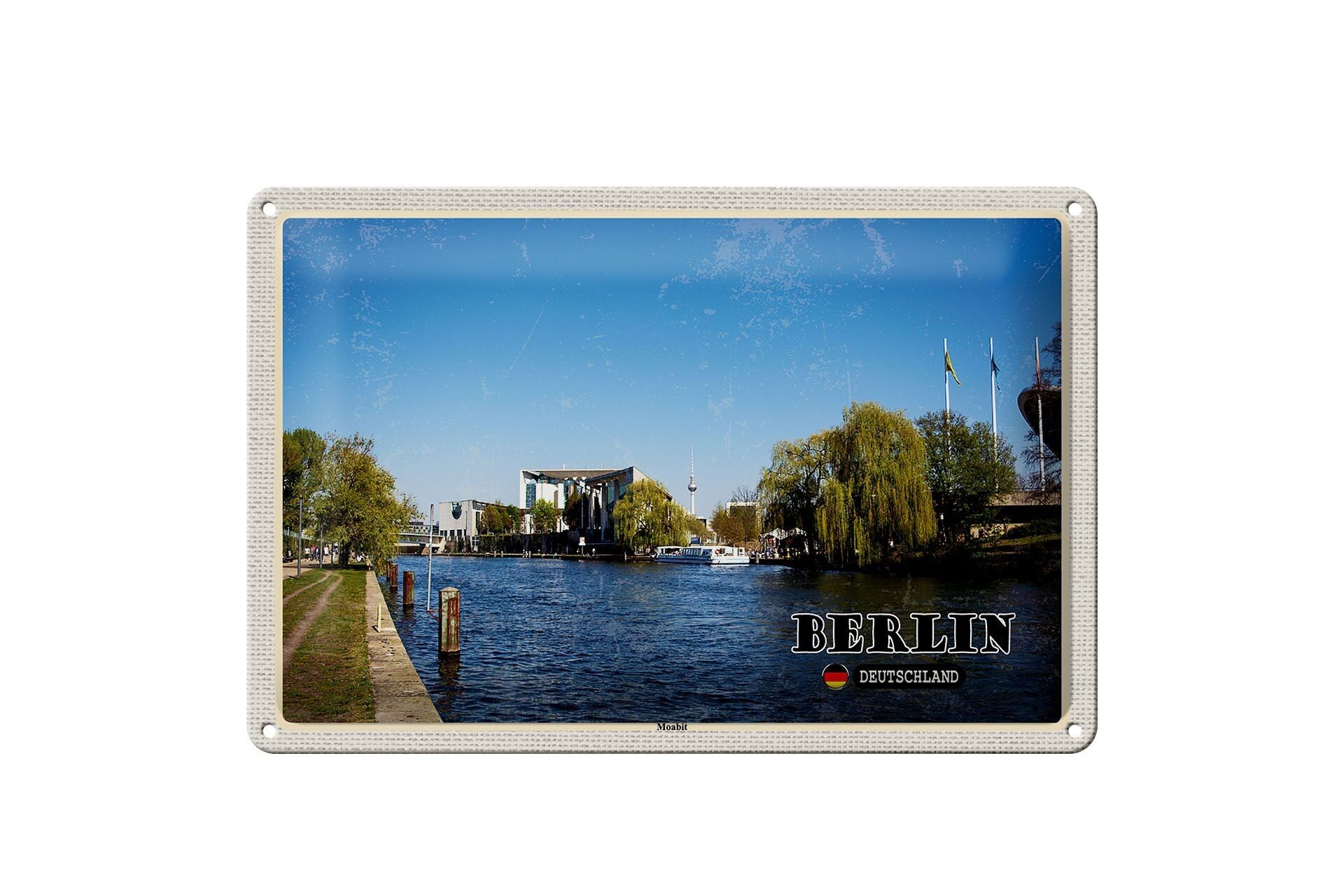 Targa in metallo Città Berlino Germania Monabit River 30x20 cm