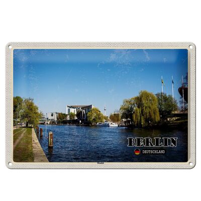 Blechschild Städte Berlin Deutschland Monabit Fluss 30x20cm