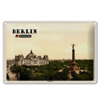 Signe en étain villes Berlin colonne de la victoire allemagne 30x20cm