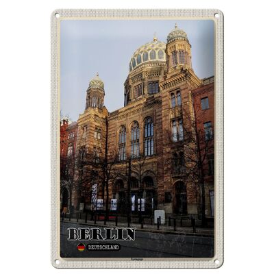 Plaque en tôle villes Berlin synagogue Allemagne 20x30cm