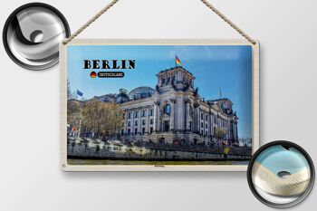 Plaque en étain villes Berlin Reichstag politique architecture 30x20cm 2