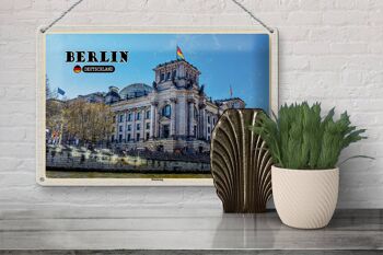 Plaque en étain villes Berlin Reichstag politique architecture 30x20cm 3