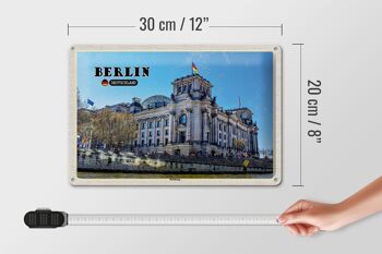Plaque en étain villes Berlin Reichstag politique architecture 30x20cm 4